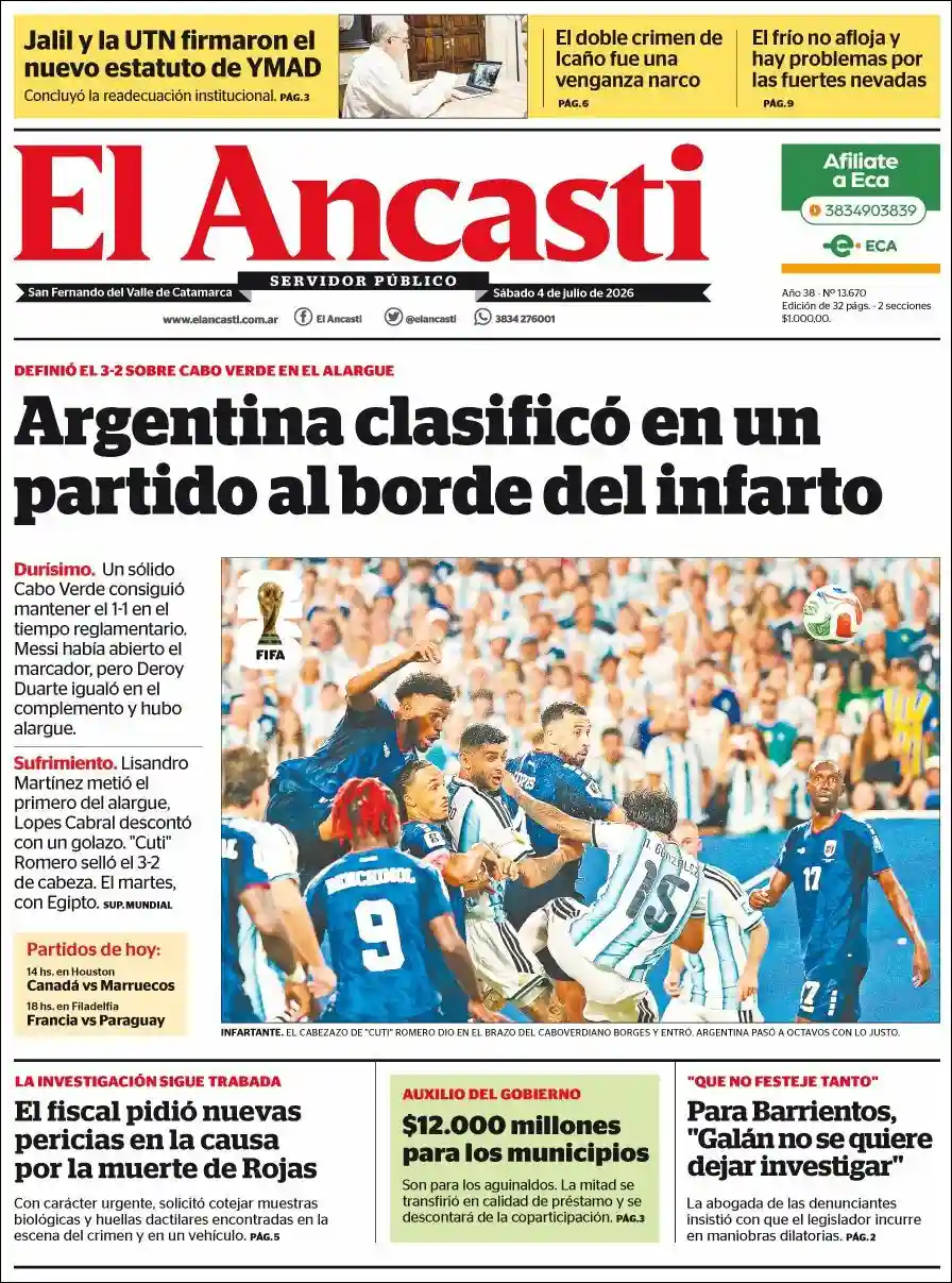 Estudios Max | CADENA PUEBLO NOTICIAS - Tapa del diario Ancasti