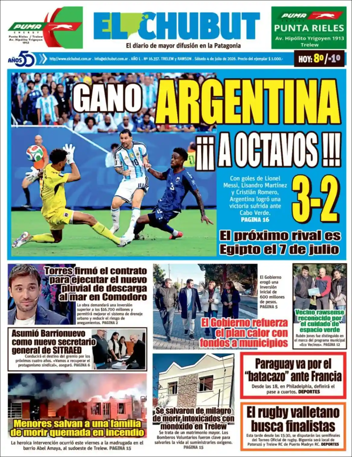 Estudios Max | CADENA PUEBLO NOTICIAS - Tapa del diario El Chubut