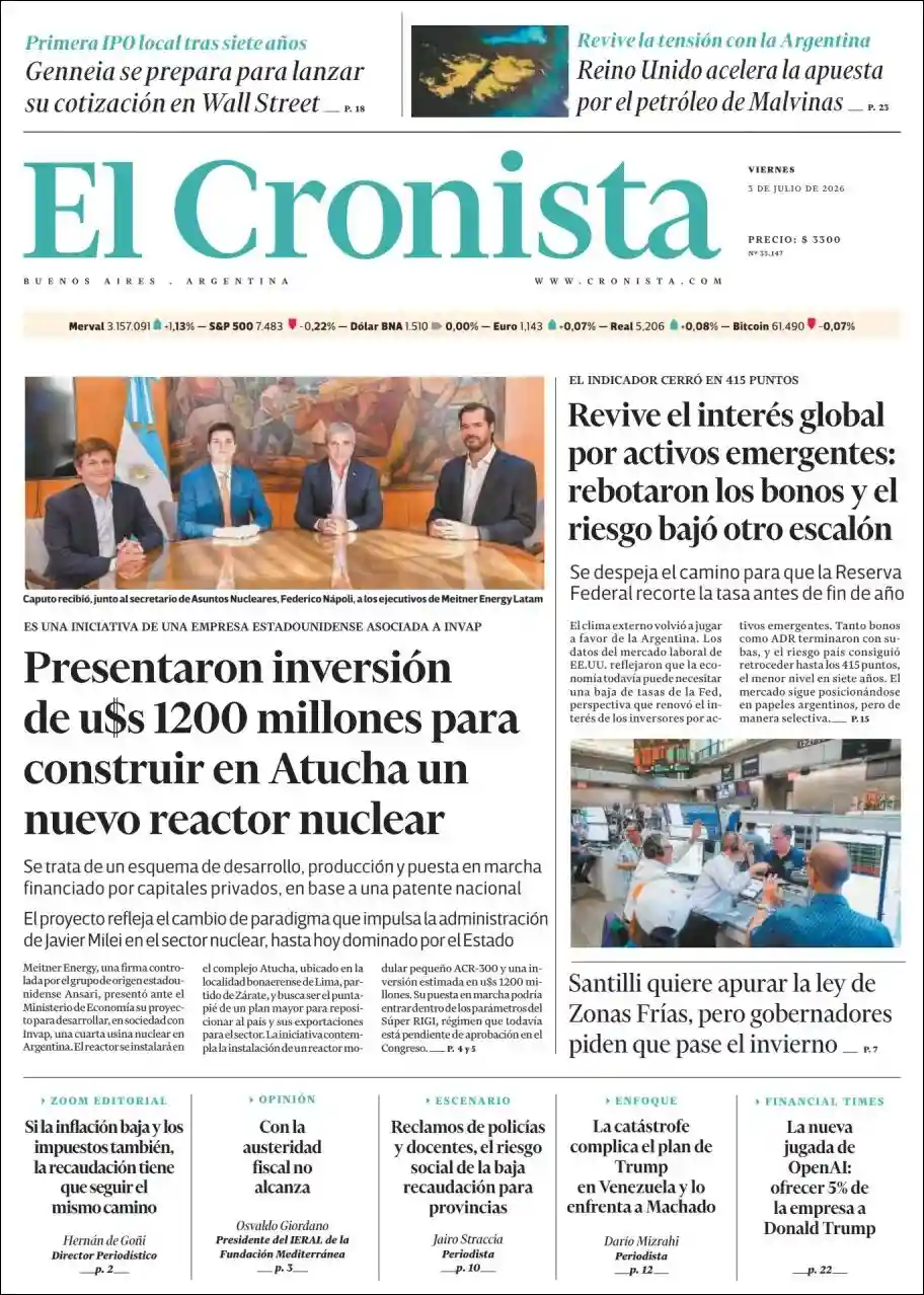 Estudios Max | CADENA PUEBLO NOTICIAS - Tapa del diario Cronista