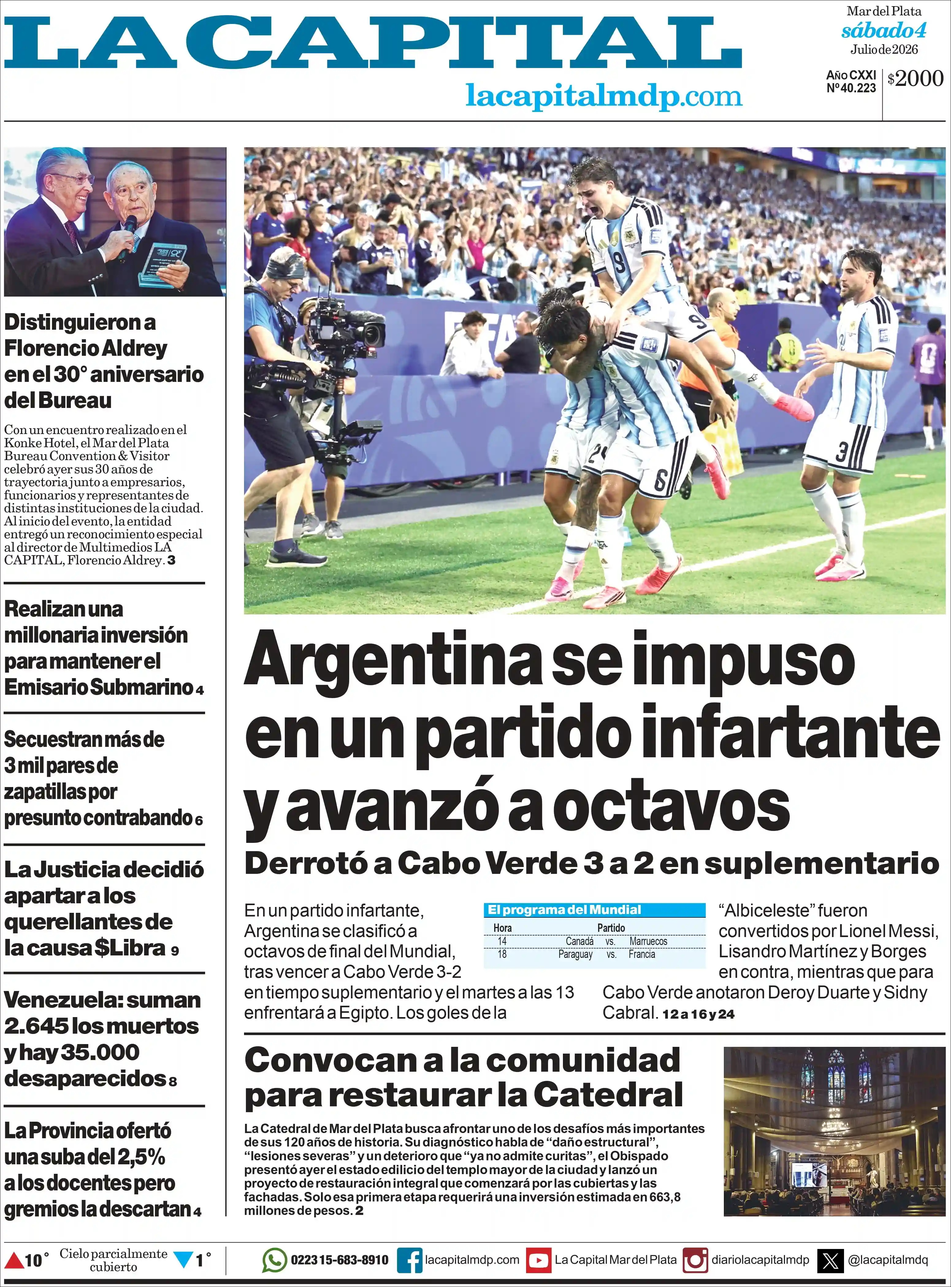 Estudios Max | CADENA PUEBLO NOTICIAS - Tapa del diario La Capital